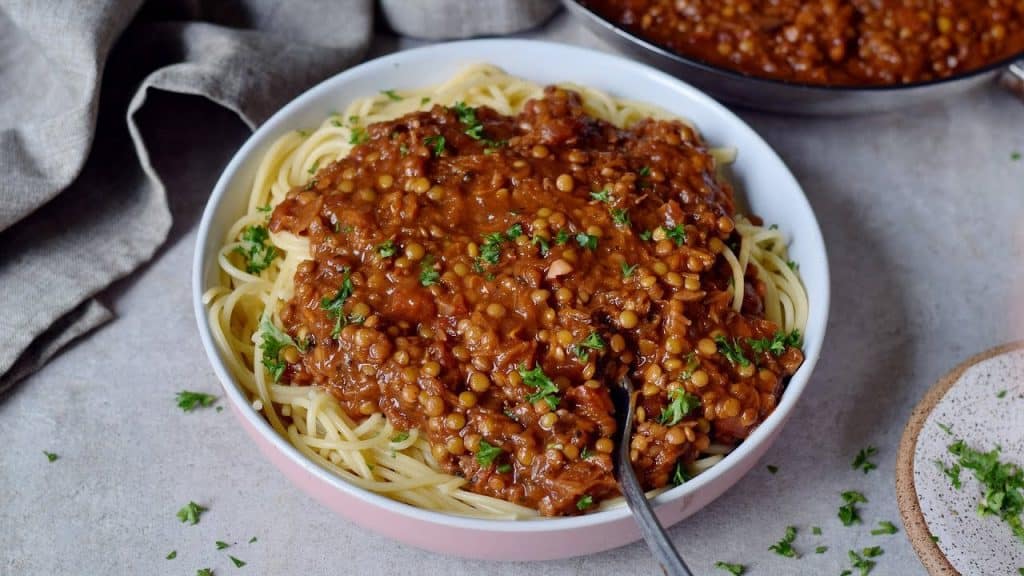 Spaghetti Linsen Bolognese Vegan